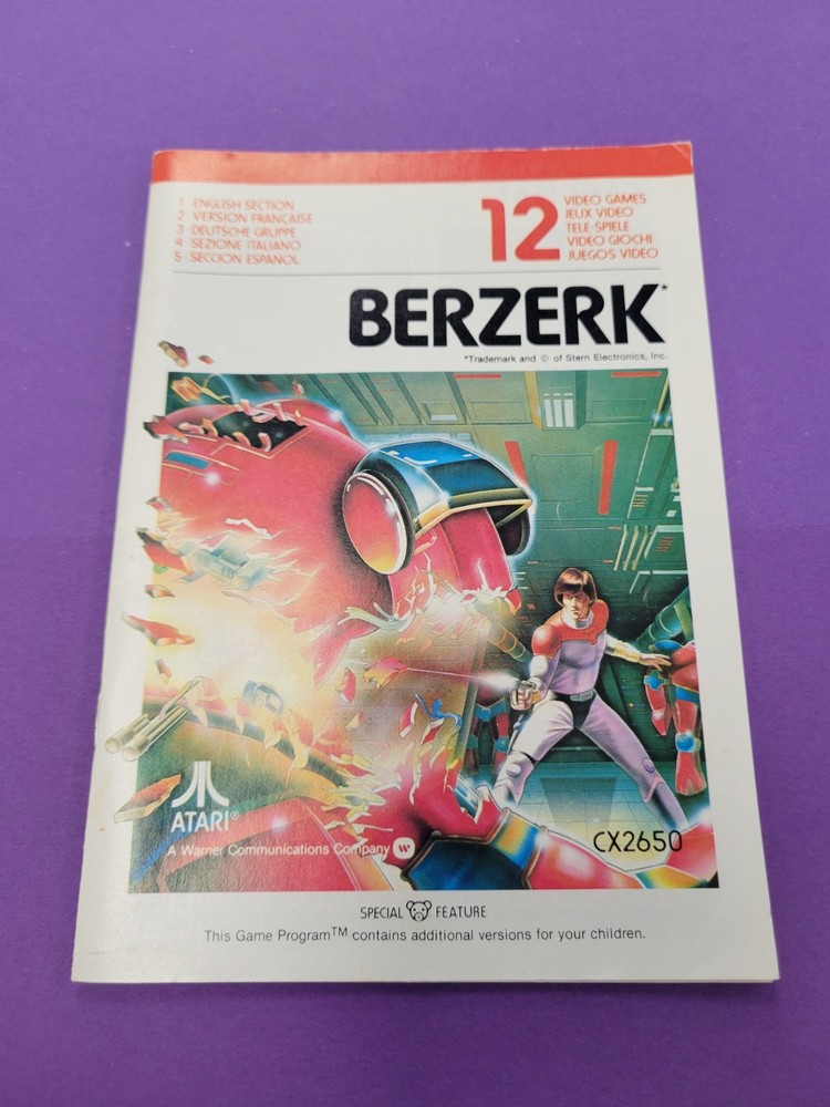 Berzerk (Atari 2600) Instruction Manual ONLY