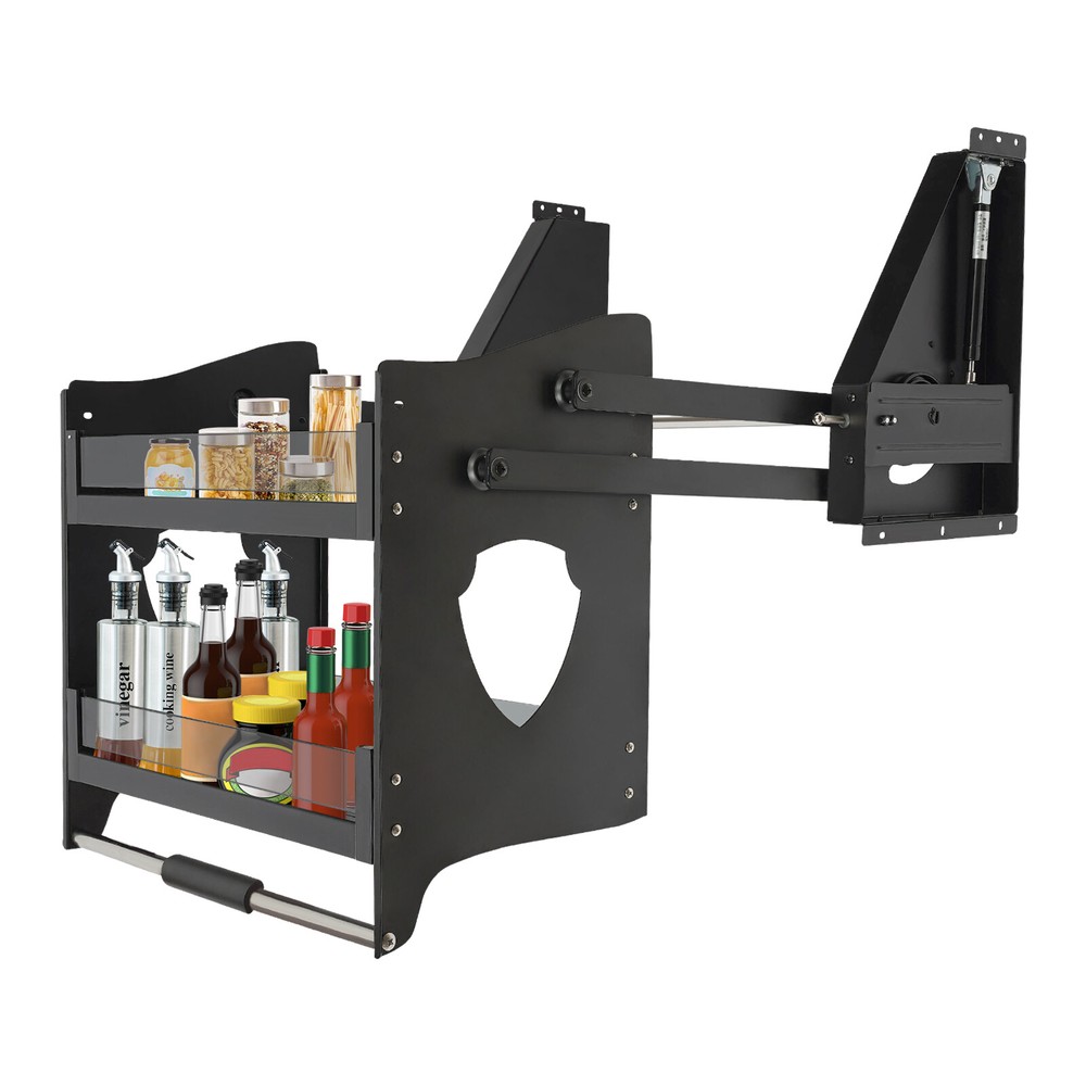 Pull Down Cabinet Organizer 2 Tier Pull-Out Cabinet Wall Shelf Spice Dishes Rack