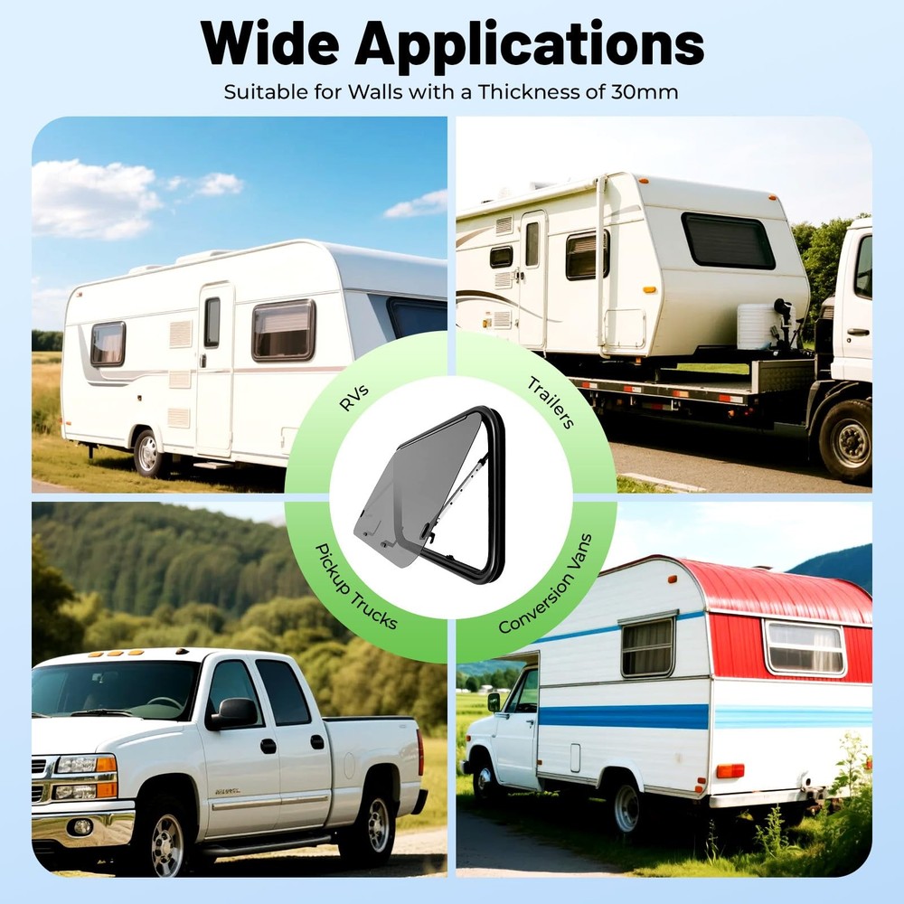 RV Exit Window 35.43x21.65 Camper Replacement Push Out Emergency with Screen