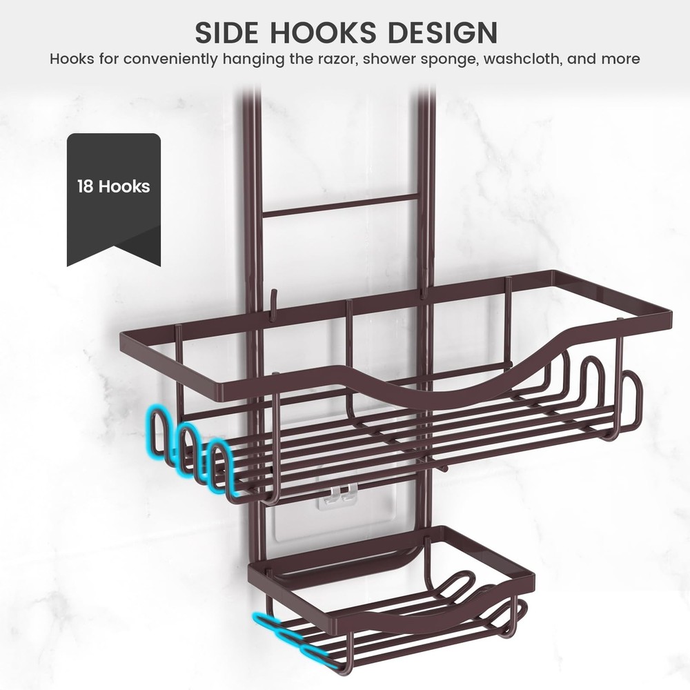 REINHARDT Shower Caddy Adjustable Hanging Organizer Rustproof Extended Bronze