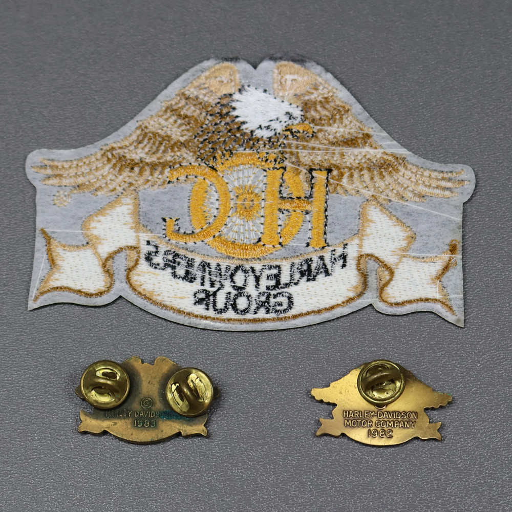 Harley Davidson Owners Group HOG Eagle Patch and 2 HOG Eagle Pins UNUSED