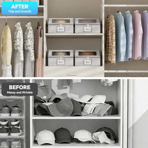 Hat Organizer for Baseball Caps, 2PCS Stackable Storage with Clear Window