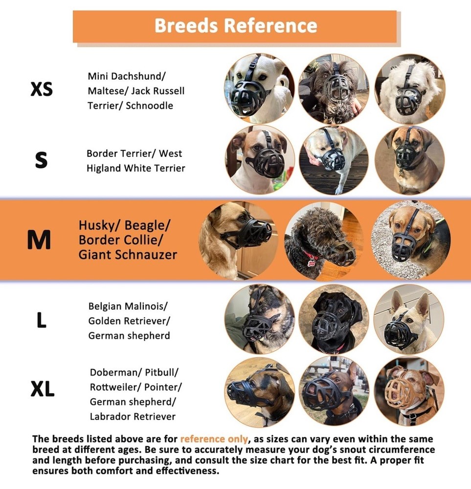 BARKLESS Dog Muzzle, Basket Muzzle for Biting, Chewing and Scavenging Size M
