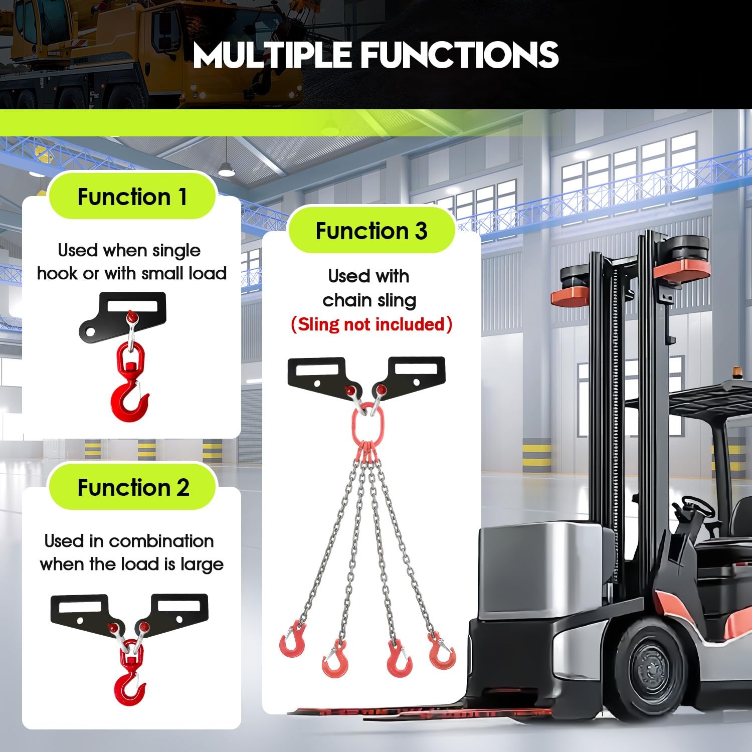 2-Pack Forklift Lifting Hook,Fork Lifting Attachment,Single Piece Load 6600 Lbs