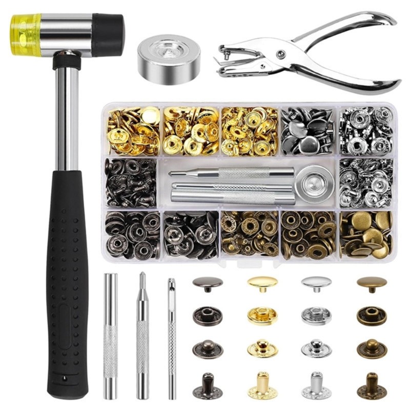 120 Sets Snap Button Press Studs with Fixing Tool for Clothes Repair Leather