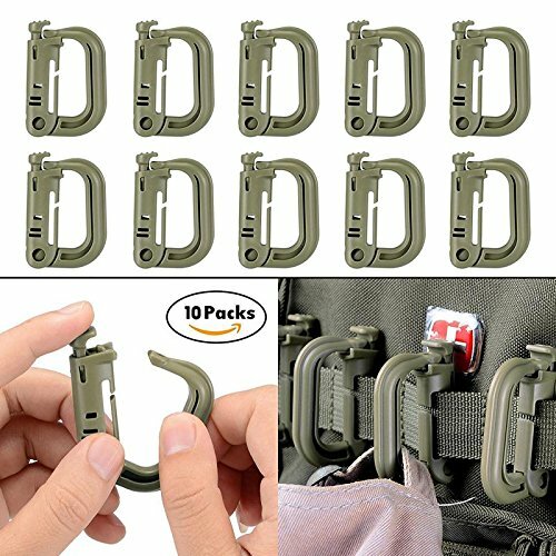 10 Pcs 2.1”x 1.4” Green Multipurpose D-Ring Carabine Locking for Molle Webbing