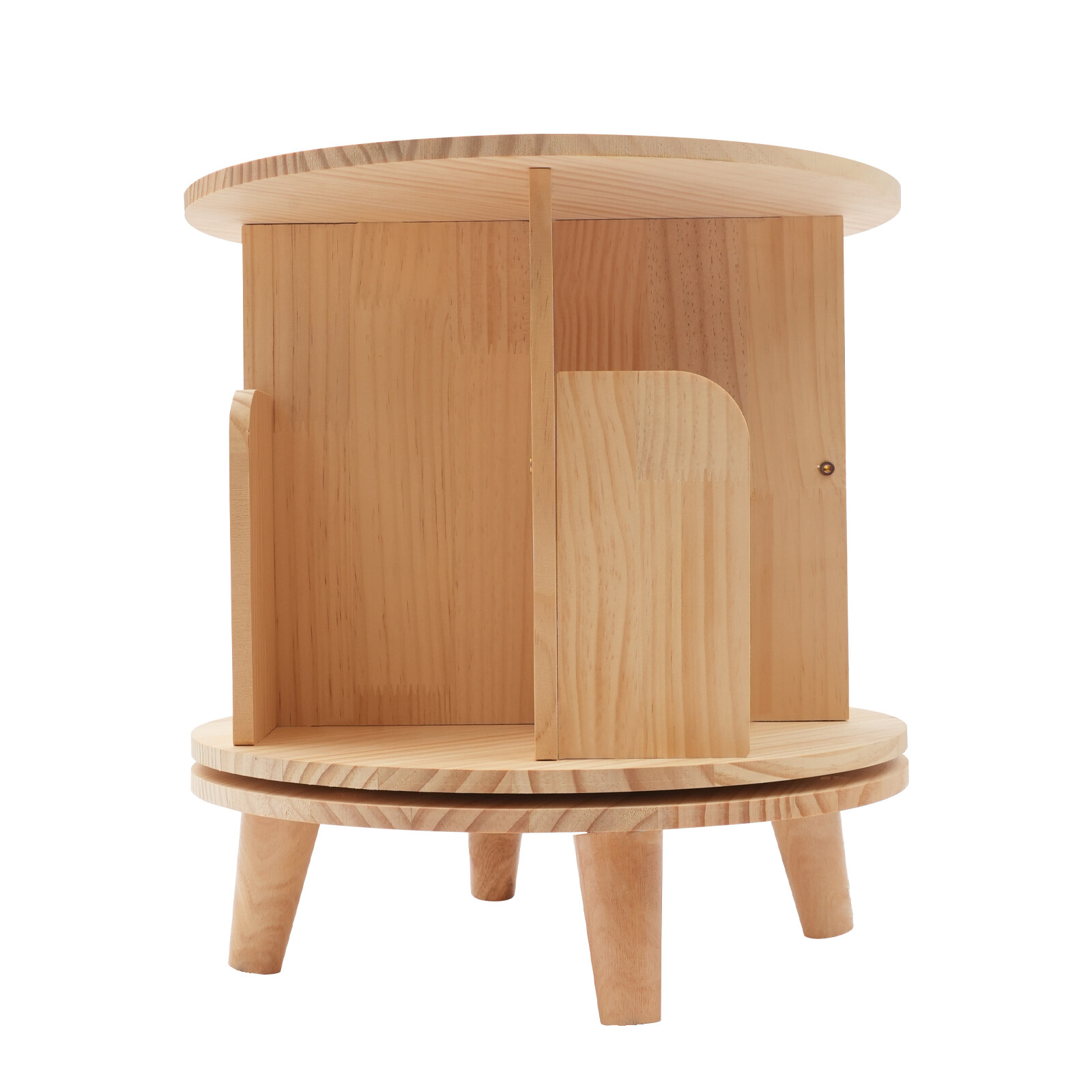 360° Rotating Bookshelf Wood Bookcase Storage Shelf Freestanding Display Rack