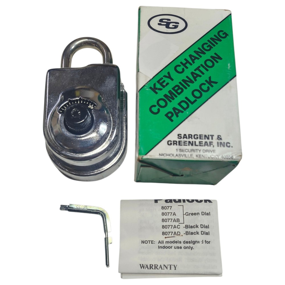 Sargent & Greenleaf 8077AD High Security Combination Changing Key Padlock New