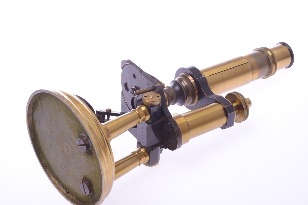 ✅ C. VERICK MICROSCOPE ANTIQUE DOUBLE PILLAR C.1870 ORIGINAL CASE & LENSES READ