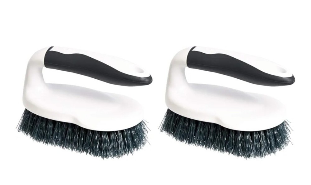 Amazon Basics All Purpose Rectangular Scrub Brush, 2-pack, White & Black P32YZ2