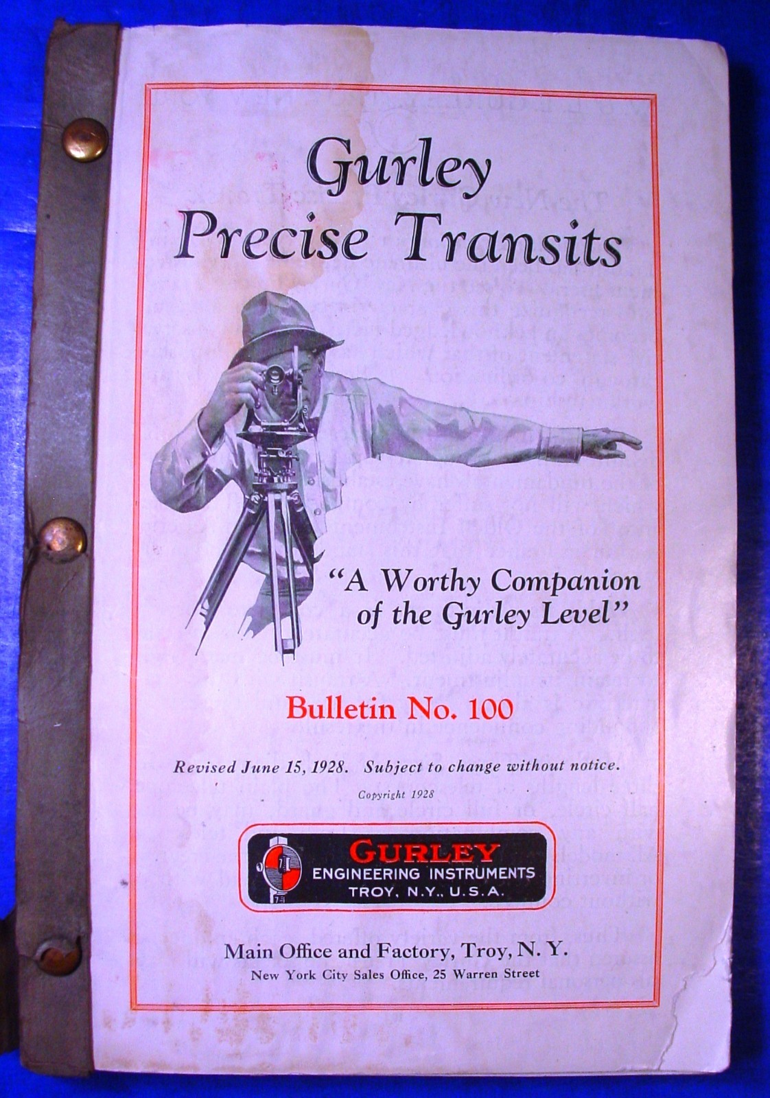 1928 Gurley Engineering Surveying & Drafting Insts. Catalog/Bulletin