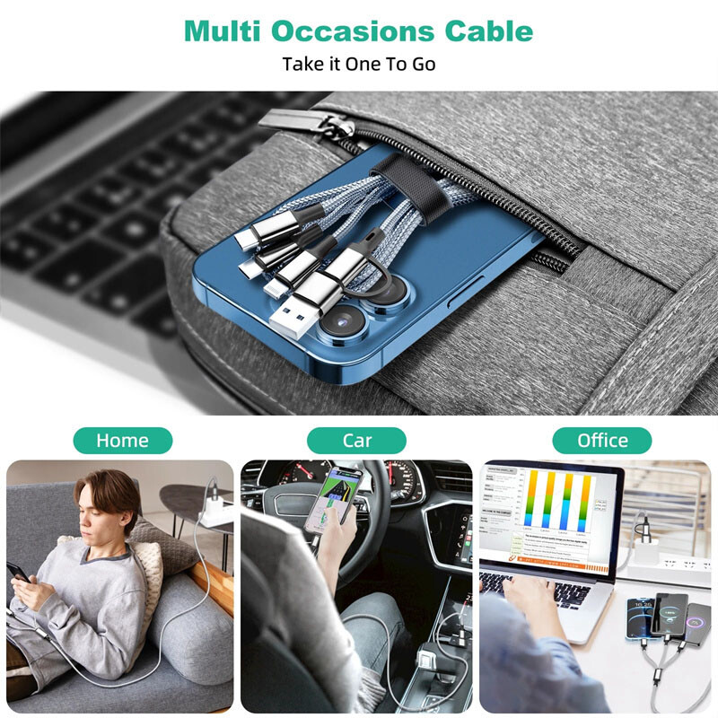 Multi Charging Cable 3 in 1 Multiple USB Fast Charger For iPhone Type C Micro