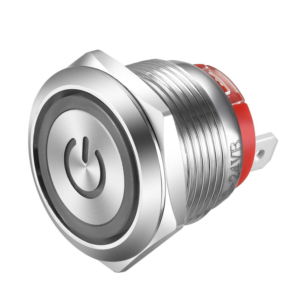 19mm Latching Stainless Steel Push Button Switch Waterproof 4 pin SPST Switch...