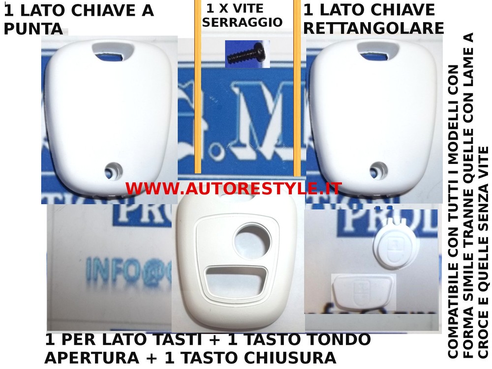WHITE SHELL COVER FOR REMOTE CONTROL KEY 2 BUTTON CITROEN C1 C2 C3