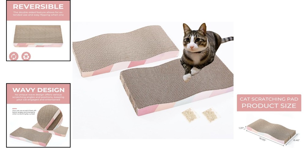 Reversible Cat Scratching Board with Catnip - Eco-Friendly & Durable Design