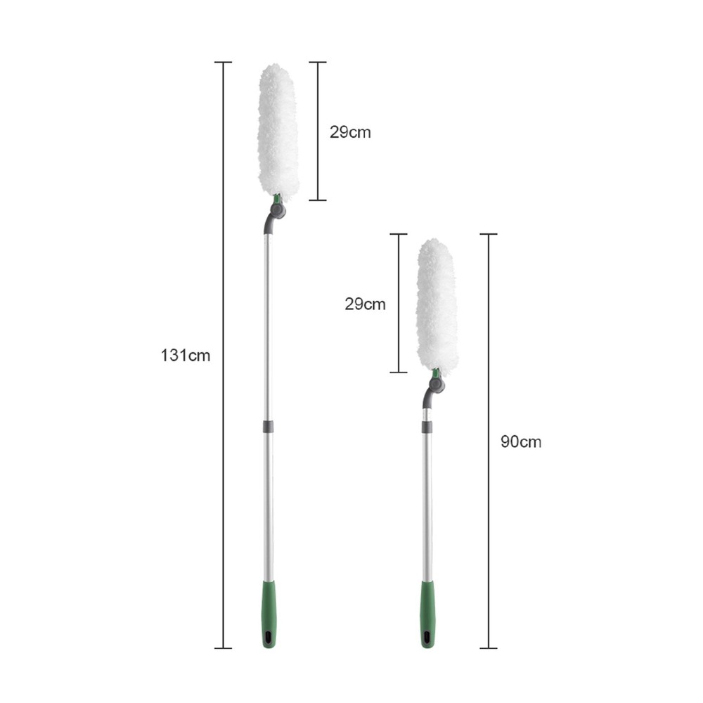 Long Handle Duster with Extension - Reusable & Easy Home Cleaning Tool, White