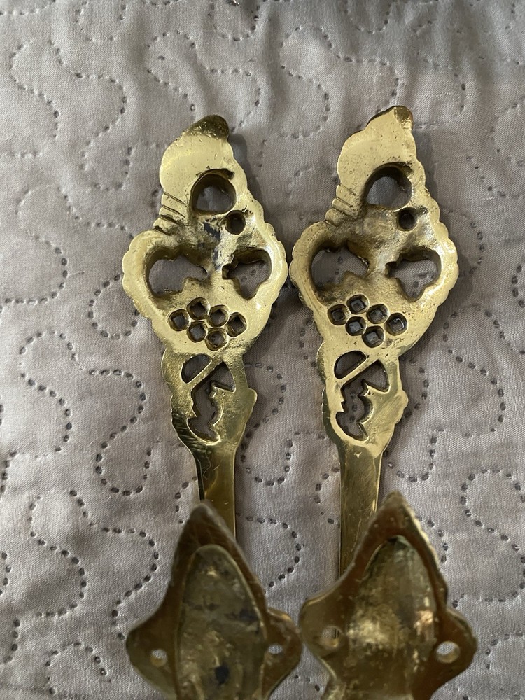 Vintage Brass Curtain Tie Backs Hooks