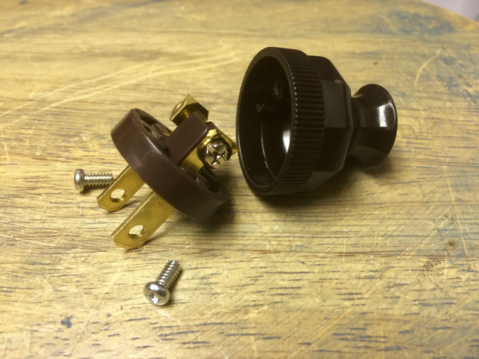 Antique Replica Electrical Plug - Long neck decagon design polarized cord rewire