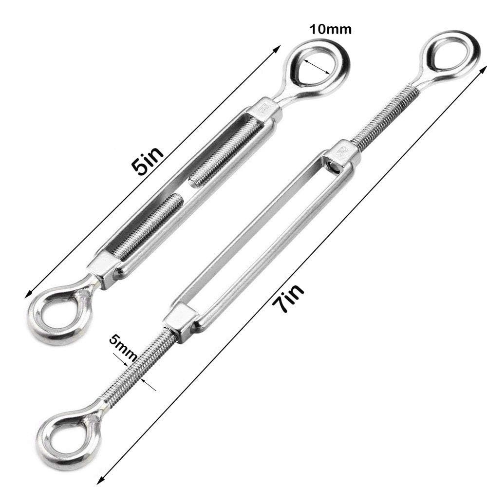 10 Pack M5 Turnbuckle Eye and Eye, 304 Stainless Steel Turnbuckle Wire Tensio...