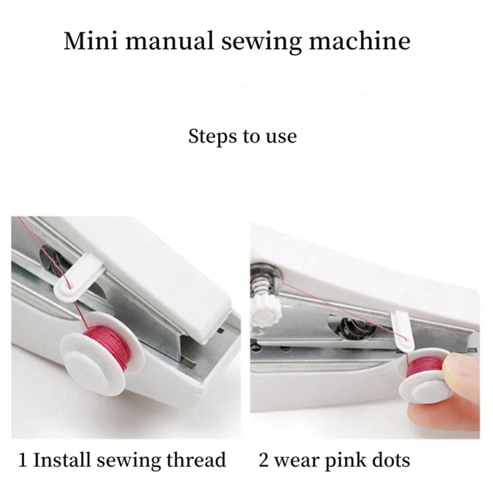 Handheld Sewing Machine Portable Mini Cordless Stitch Tool With 12 Sewing Thread