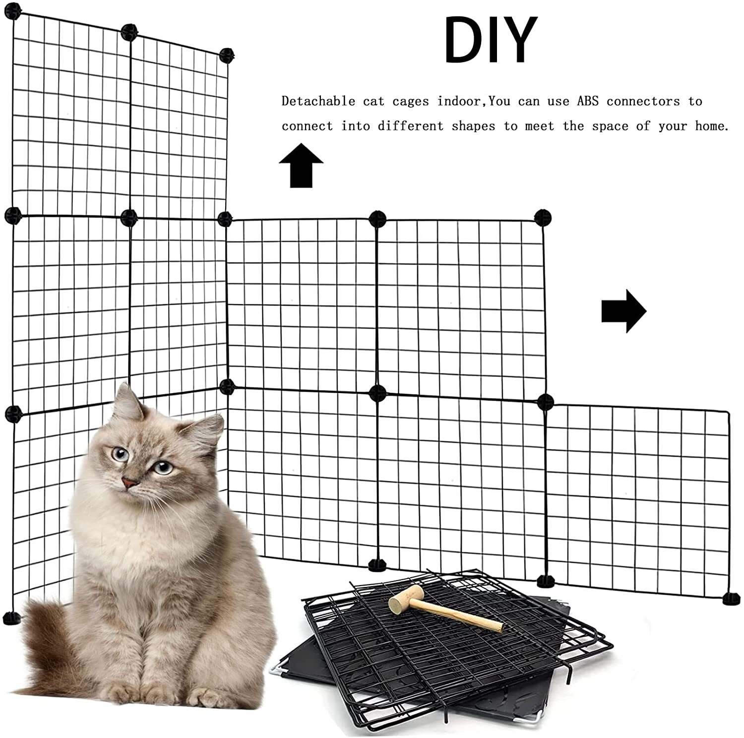 3 Tier Large Folding Collapsible Pet Cat Wire Cage For Indoor Outdoor Play Sleep