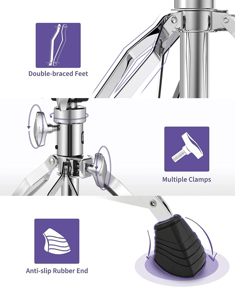 Zenison Drum Throne Bundle Height Adjustable Tripod Swivel Padded Stool w/Sticks