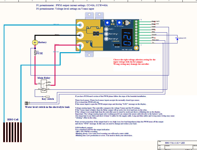 55A HHO PWM CCPWM constant current hydrogen cell controller 12V 24V