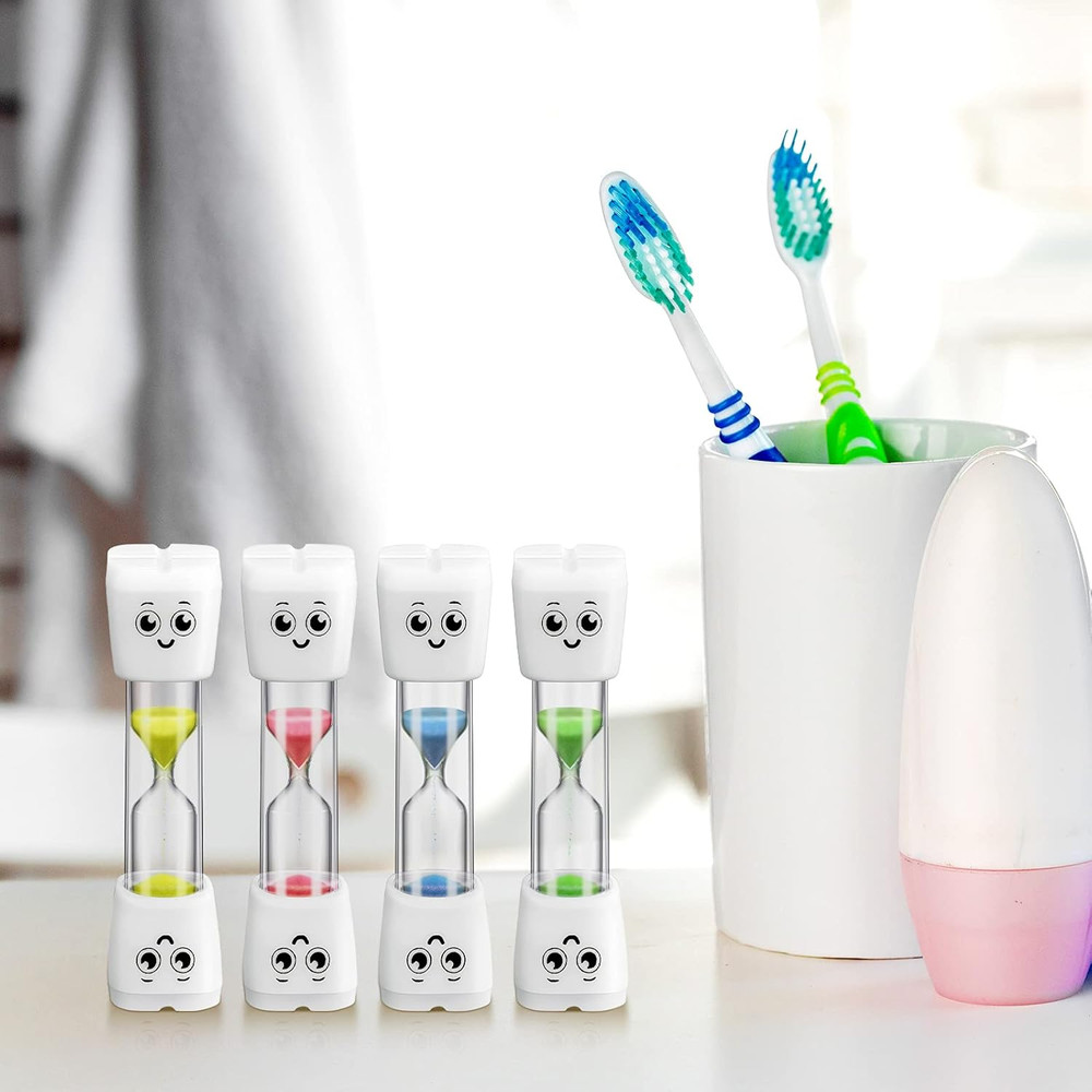 4 Pieces Toothbrush Timer 2 Minute Sand Timer Smile Pattern Tooth Brushing for P