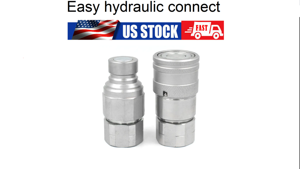 1/2 NPT Flat Face Hydraulic Quick Connect Coupler Coupling Set Skid Steer Bobcat