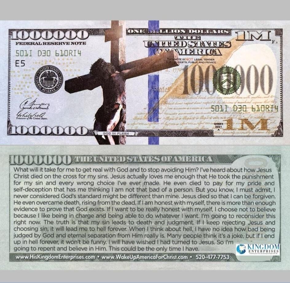 Million Dollar Bill Gospel Tract 10 Pack