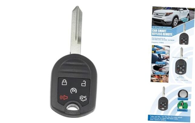5 Button Car Keyless Entry Remote Control Replacement Key Fob Proximity Smart