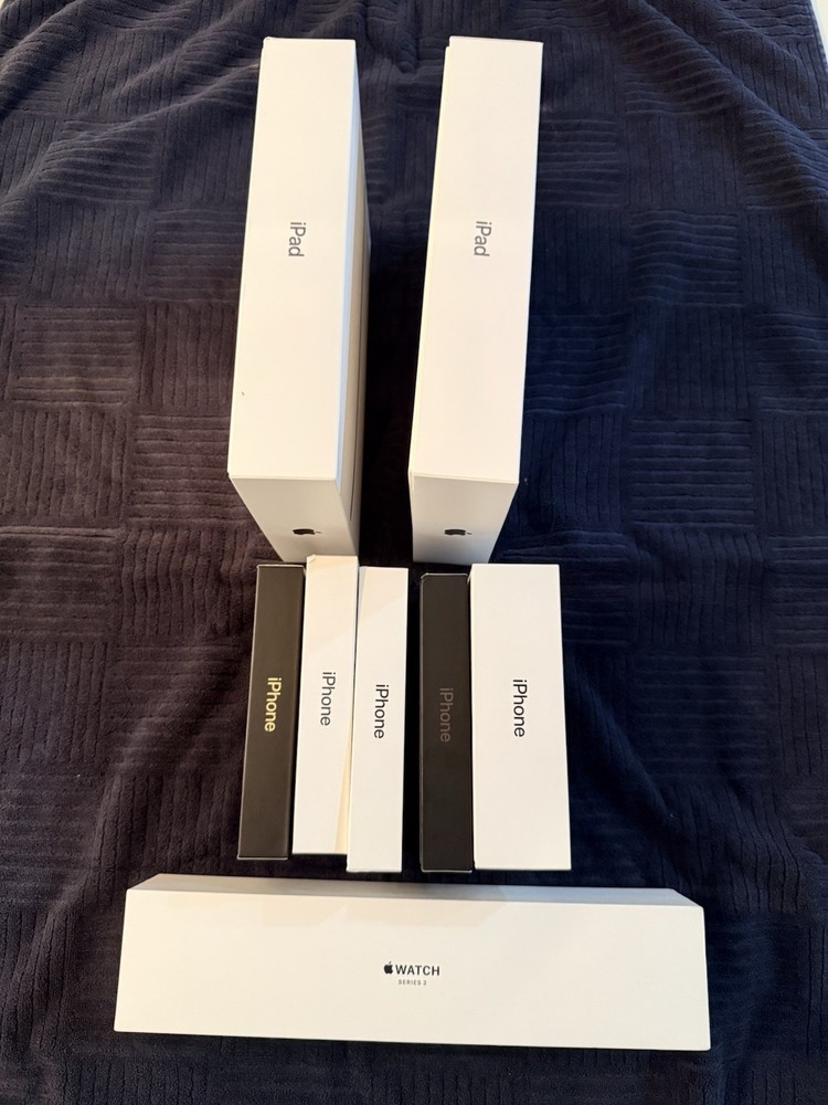 Apple product boxes.