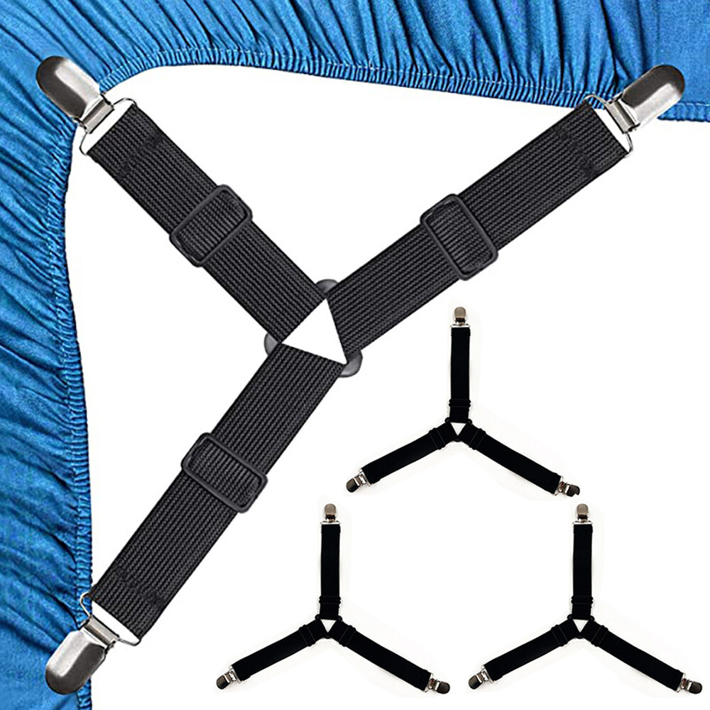 4x Four-corner Adjustable Elastic Fixing Clips Tablecloth Fixed Bed Sheet Clips