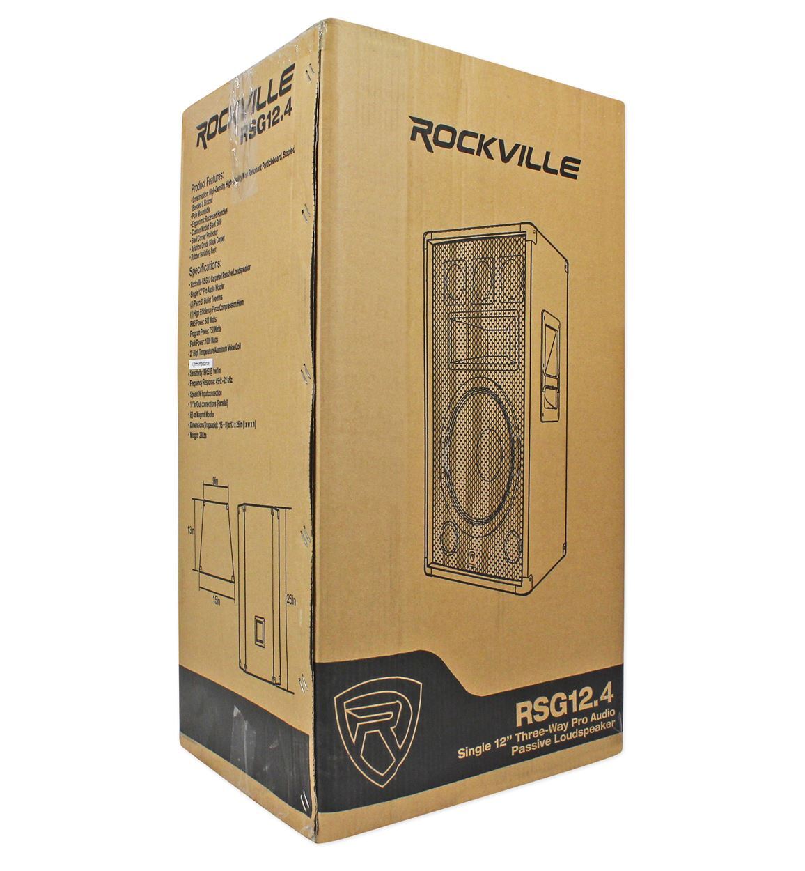 Rockville RSG12.4 12” 3-Way 1000 Watt 4-Ohm Passive DJ/Pro Audio PA Speaker