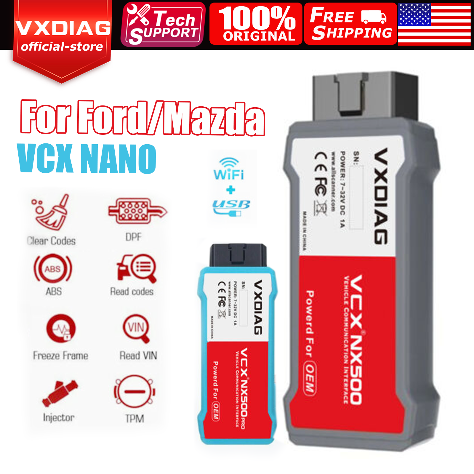 For Ford/Mazda VXDIAG VCX NANO Auto Scanner Diagnostic Configurate Tool WIFI/USB