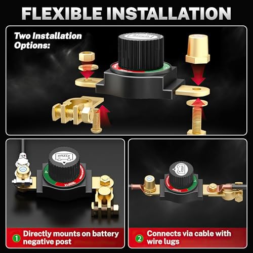 Top Post Battery Disconnect Switch, Car Battery Disconnect Negative Top Post