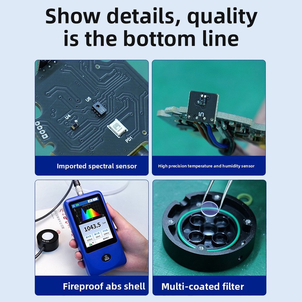 Light Spectrum Meter Handheld Spectrometer Illuminance Meter Curve
