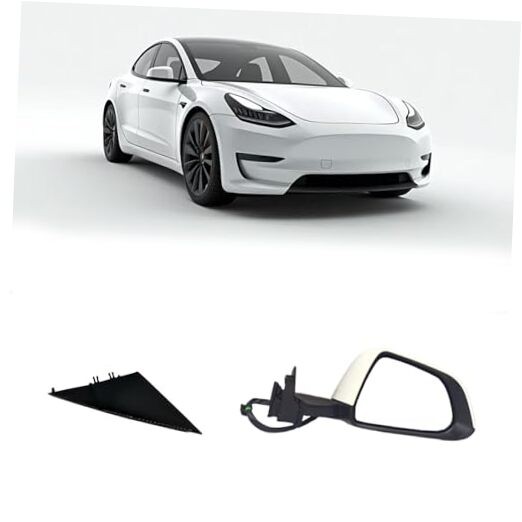 Tesla Model 3 Passenger Side View Mirror Assembly Compatible White With Right