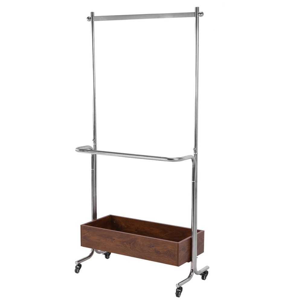 Small Clothes Rack with Wheels Removable Drying Rack Double-pole for Small Space