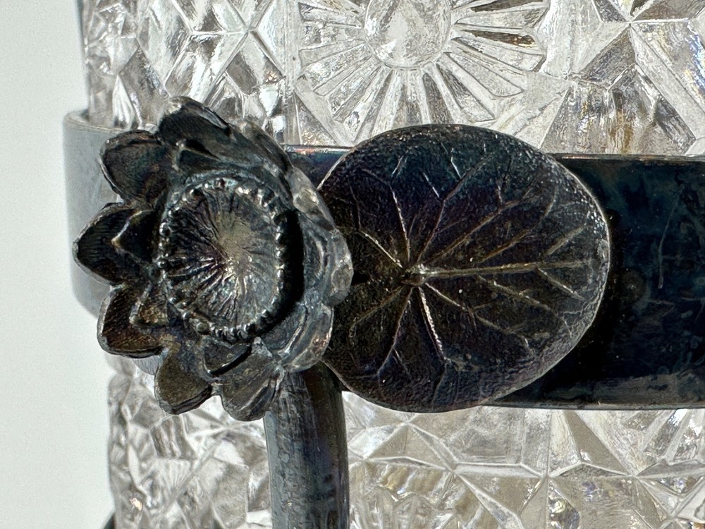 Glass Pickle Relish Sugar Fork Silver Castor Reed Barton Daisy Button EAPG