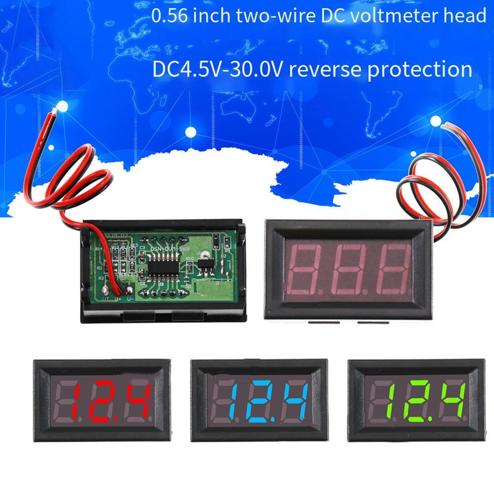 Convenient DC Voltmeter Red Blue Green LED Display Measurement Range DC4 5V 30V