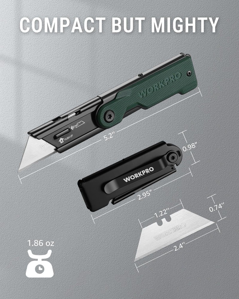 WORKPRO Folding Utility Knife 10 Extra Blade Razor Knife Quick Change Box Cutter