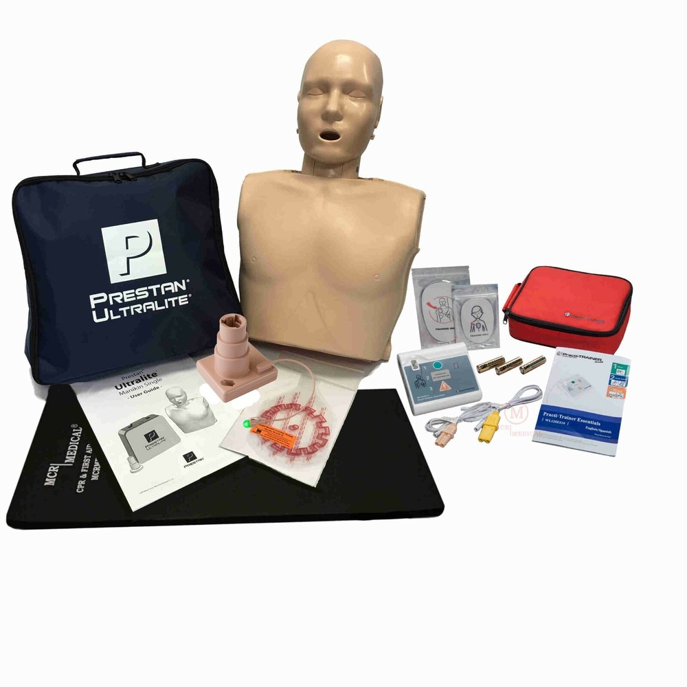 Basic CPR Training Kit Prestan Ultralite Manikin w Feedback & WNL AED Essentials