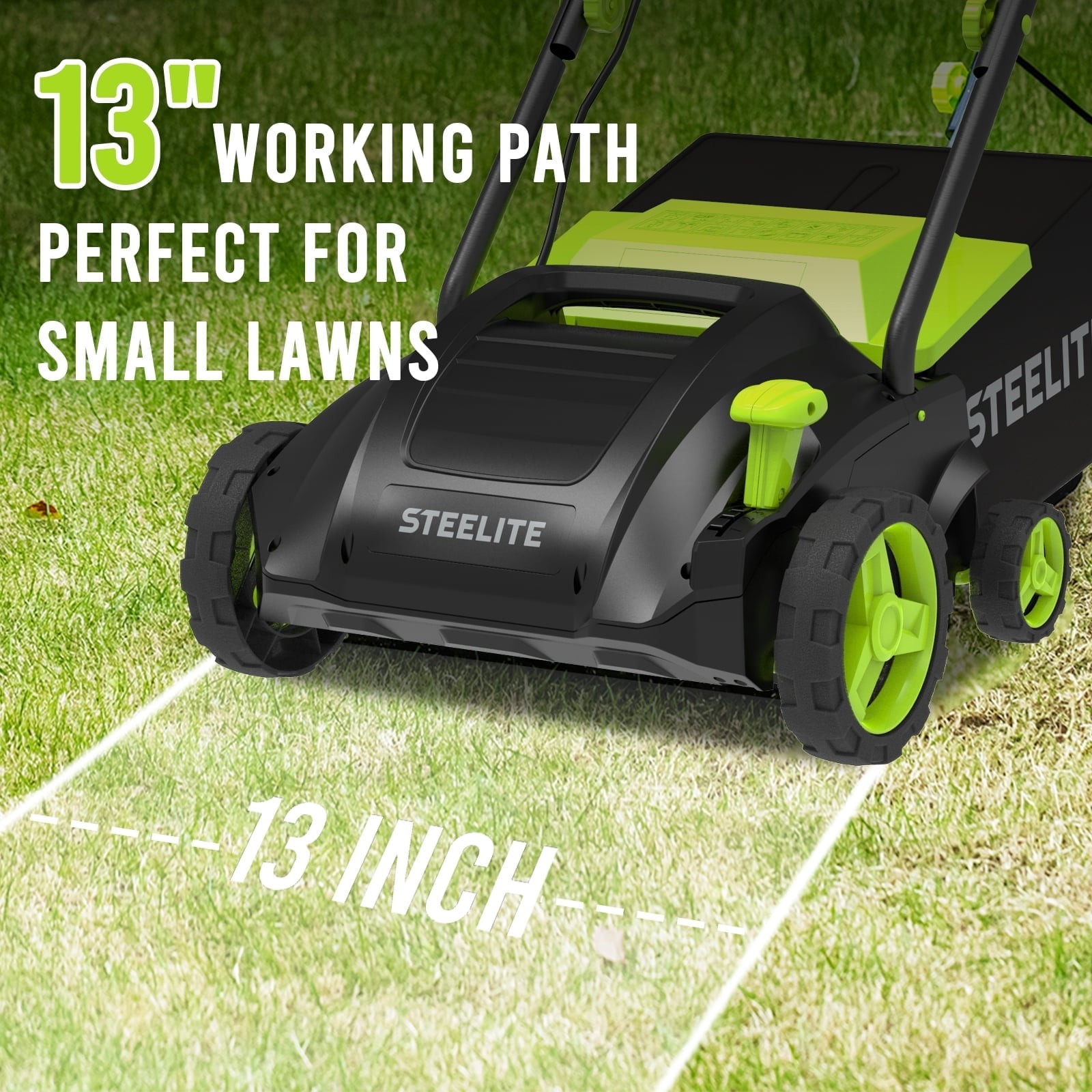 Steelite 2-in-1 Electric Lawn Dethatcher and Scarifier, 13in, 12-Amp for Garden