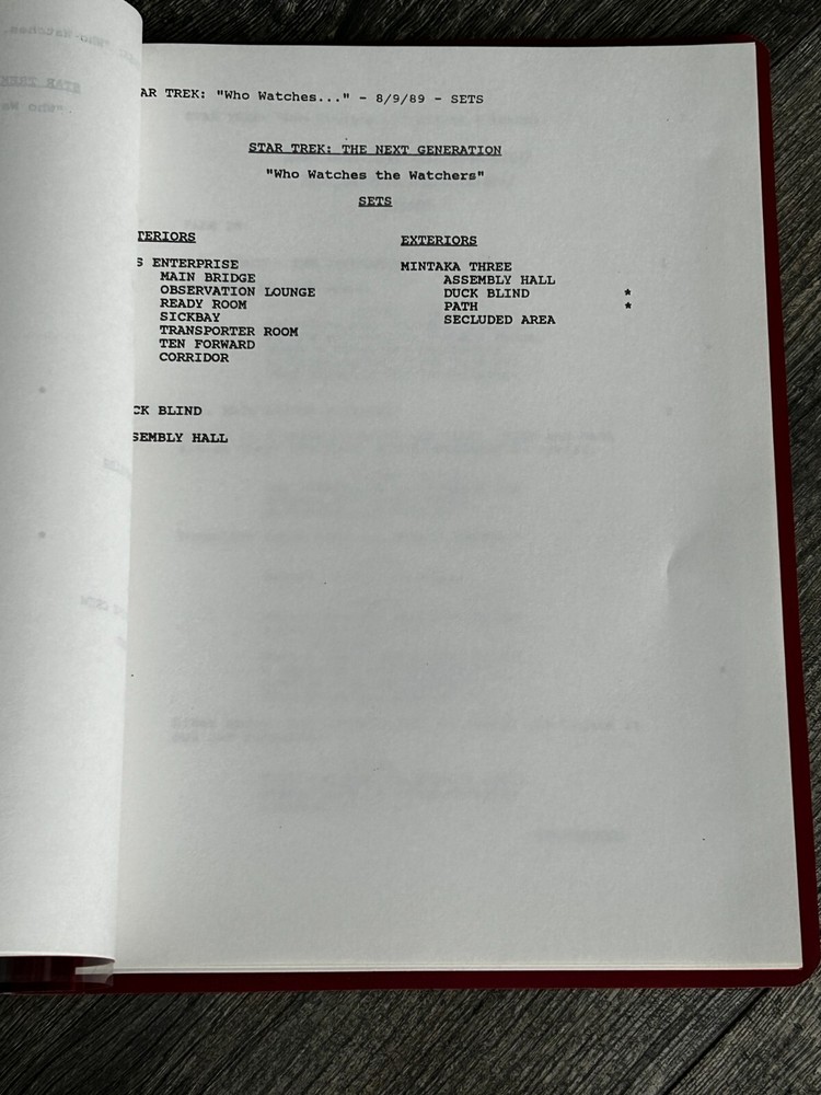 STAR TREK Script The Next Generation Who Watches The Watcher 2nd Revised Final