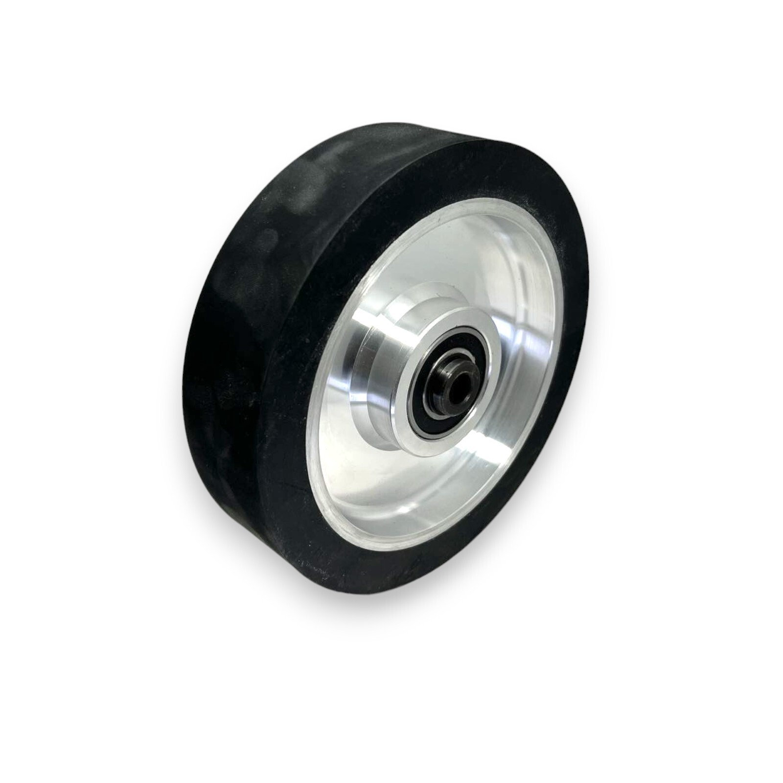 8" Smooth Black Rubber Contact Wheel Dynamic Balance For Belt Grinder