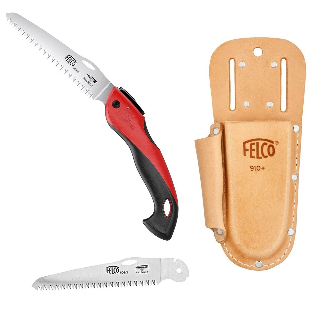 Felco Pruning Saw bundle - folding saw - spare blade - leather plus hoster