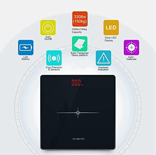 Digital Scale for Body Weight Precision Bathroom Weighing Scale Step-On Techn...