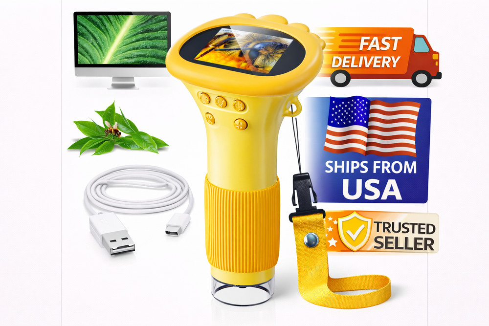 Microscope for Kids, SKYBASIC 2" IPS Screen 1000X Handheld Digital Microscopes H
