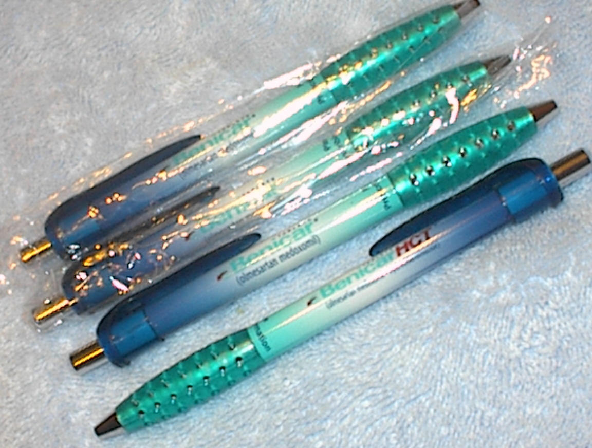 4 BENICAR HCT PLASTIC DRUG REP PENS RUBBER GRIPS SMOOTH WRITING NEW FREE SHIP